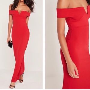 Missguided red maxi dress petite Xs